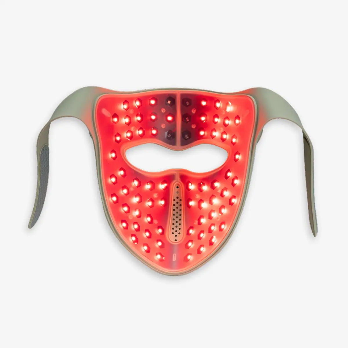 Máscara CS-001. Vista interior máscara encendida luces rojas. 